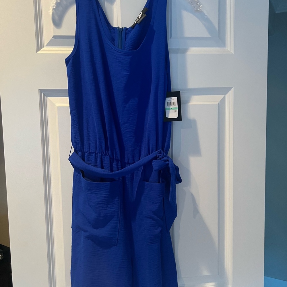 DKNY NWT Blue Sleeveless Romper with Belt size 8